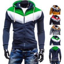 Hot Selling Spell Color Male Fleece Hooded Sweater Coat